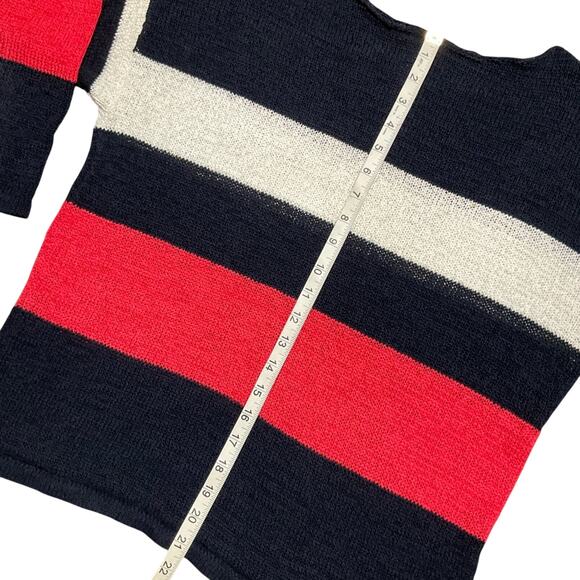 Chaps Women's Knit Sweater Red White Blue Stripe 3/4 Sleeve Size Large EUC - Picture 6 of 6